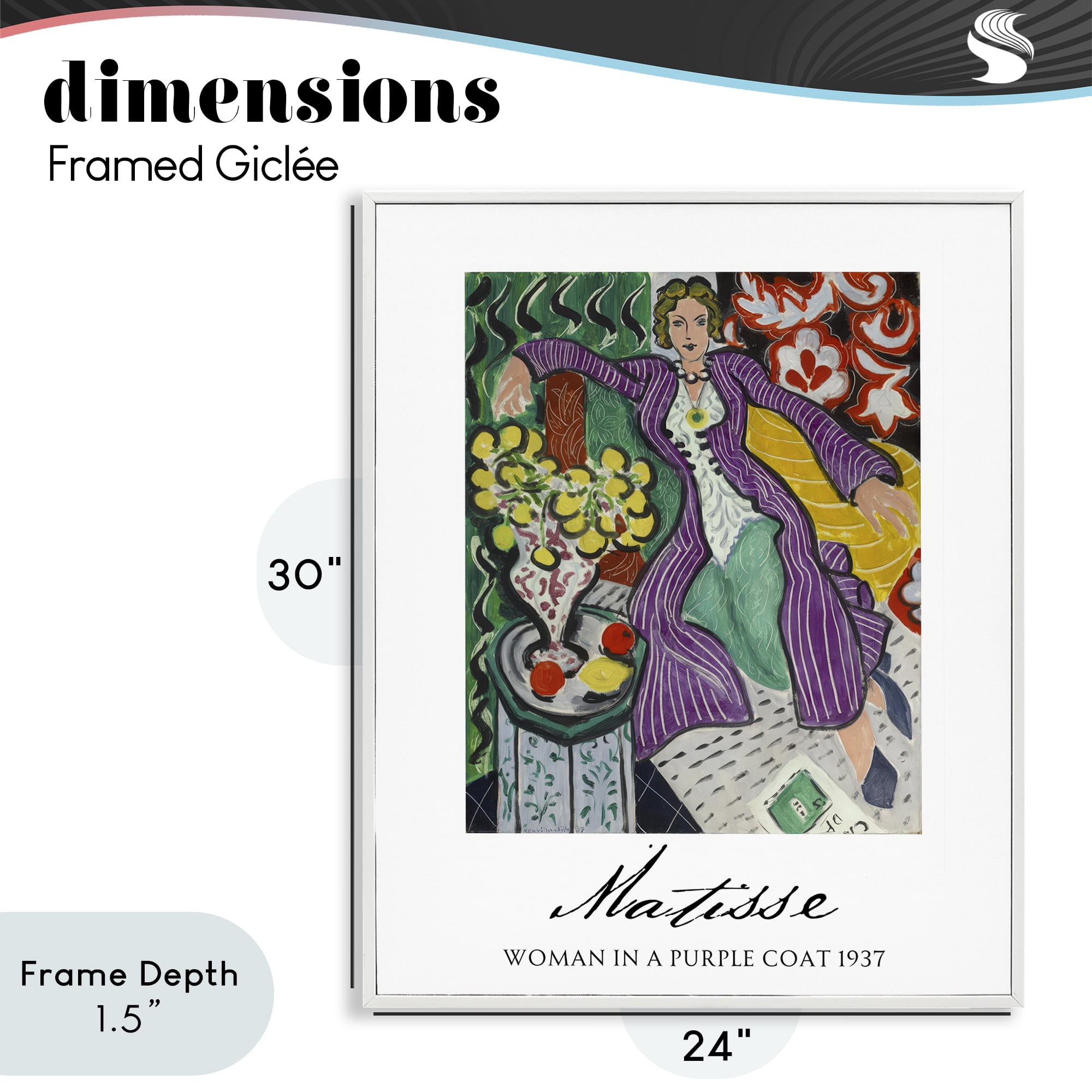 Stupell Industries Matisse Woman In Purple Coat White Framed Giclee Art, design by Vintage Hustle