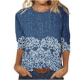 thumbnail image 2 of AOOCHASLIY T-Shirt à Manches 3/4 Style Ethnique, Col Rond Décontracté pour Printemps et Été, Vêtements pour Femmes, 2 of 5