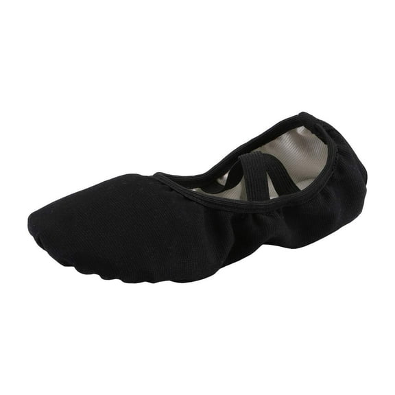 Missfiona Women's Canvas Ballet Slipper Dance Yoga Practice Shoes Flat Split Sole for Adults(9,Black)