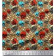 thumbnail image 1 of Soimoi Poly Georgette Fabric Bone,Floral & Skull Halloween Fabric Prints by Yard 52 Inch Wide, 1 of 3