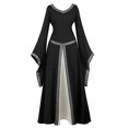 thumbnail image 2 of Lehauya Costumes de Renaissance pour Femmes Robe Médiévale Irlandaise Rétro Victorienne Robe Longue Cosplay Noire 2TG, 2 of 4