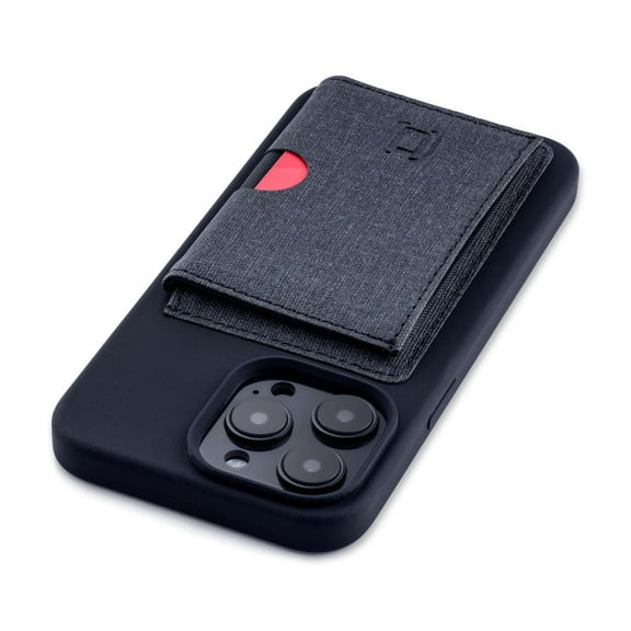 Dockem Flip Card Case For iPhone 14 Pro Max with Removable Minimalist Flap Wallet for 3-4 Cards & Metal Plate for Magnetic Mounting (Black)