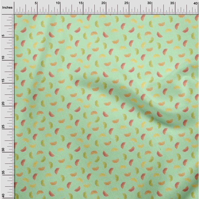 oneOone Polyester Lycra Fabric Lemon Slice Vegetable Printed Fabric 1 Yard 56 Inch Wide