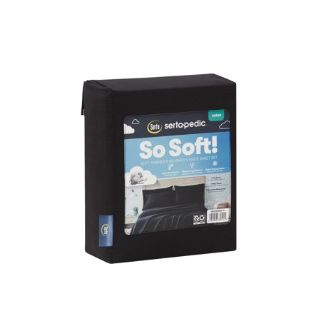 Serta So Soft 4-Piece Black Sheet Set, Full