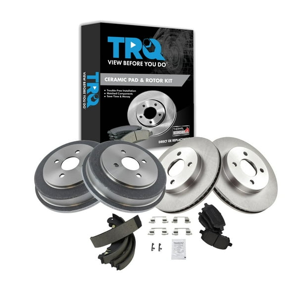 TRQ Front and Rear Brake Pad & Rotor,Shoe & Drum Kit BKA37080 Fits Select 2007-2008 Chevrolet Cobalt , 2007-2008 Pontiac G5 , 2003-2007 Saturn Ion