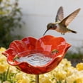 thumbnail image 4 of 2026 Handmade Metal Flower Garden Stake, Bee Watering Station for Outdoors, Red Flower Bird Bath & Bird Feeders with Metal Stake, Water Feeder Yard Lawn Outdoor Decor, 4 of 9