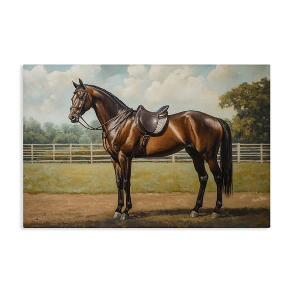 Stupell Industries Transitional Saddled & Ready For The Show Canvas Art, 24 x 16, by Petals Prints Design