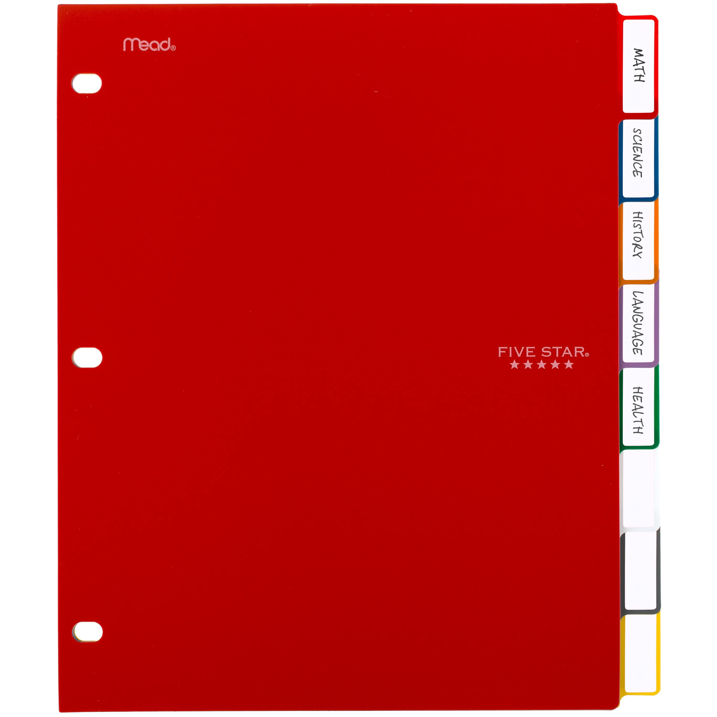 Five Star Tab Dividers, Reversible, Poly, 8 Pack