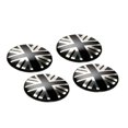 thumbnail image 2 of Xotic Tech 4 Pieces Black/Grey Union Jack UK Flag Style Wheel Center Cap Covers For MINI Coopers, 2 of 5