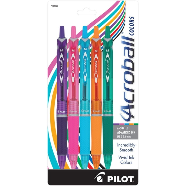 Bolígrafos PILOT Acroball Colors, tinta negra, paquete de 5