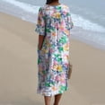 thumbnail image 4 of Ruyang Women's Short Sleeve A-Line Midi Dresses Casual Floral T-Shirt Dress Flowy Beach Sundress with Pockets Plus Size Clothes, 4 of 5
