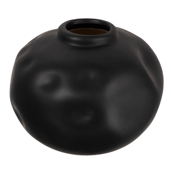 Creative Co-Op Pinched Organic Shape Terracotta Vase, Matte Black