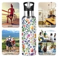 thumbnail image 7 of Yayeee 20oz Insulated Water Bottle Double Wall Stainless Steel with Flip Straw Lid, Green Wildflower Pattern, 7 of 7