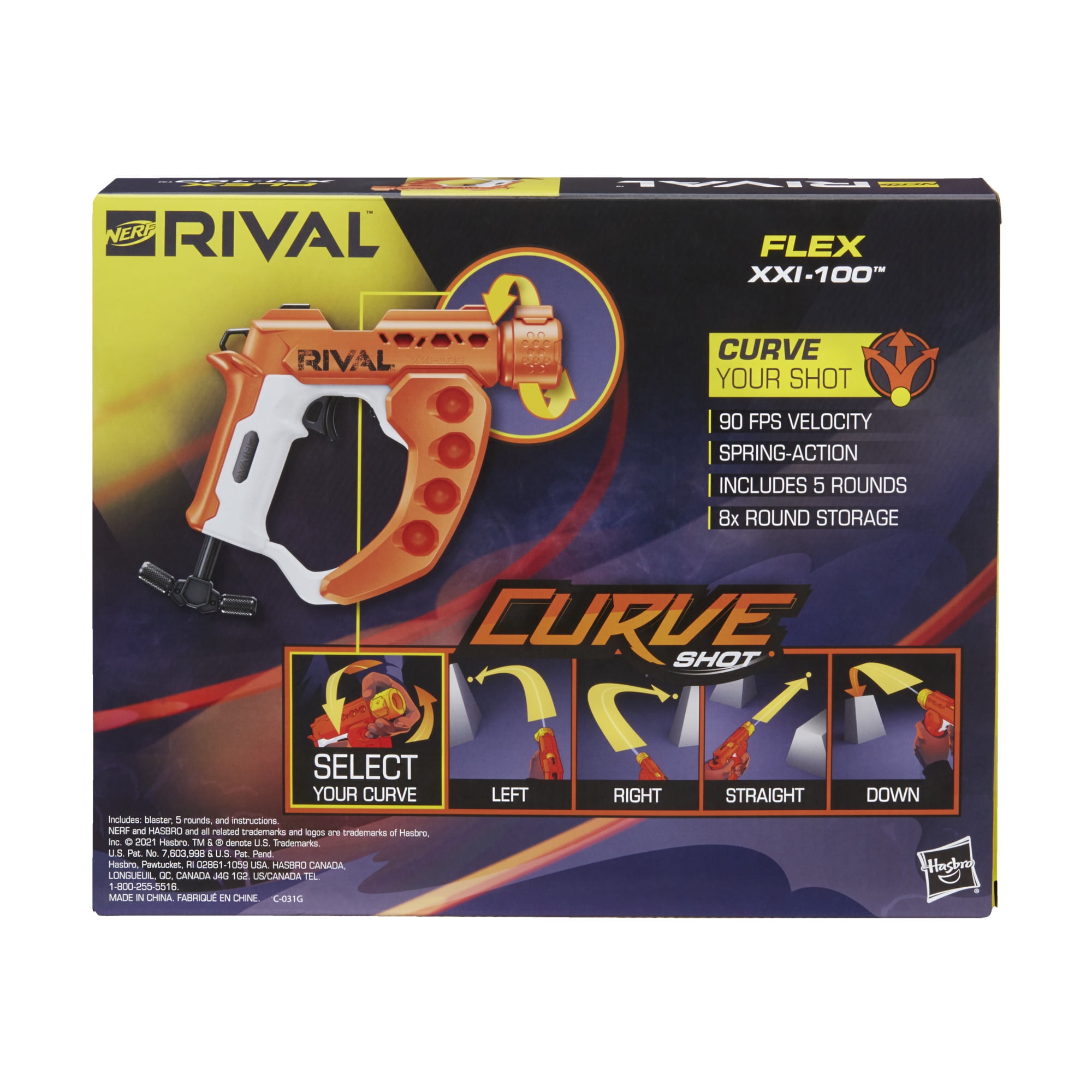 Nerf Rival Curve Shot Flex XXI 100 Ball Dart Blaster with 5 Rounds For Outdoor Games Ages 14 and Up