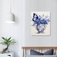 thumbnail image 3 of PIKWEEK  Lotus Flower Wall Art Navy Blue Floral with Butterfly Painting Canvas Prints Zen Artwork for Home Office Living Room Bathroom Decor Each Piece, 3 of 4