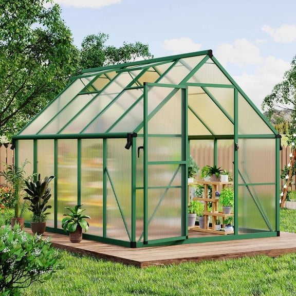 EastVita 8x14 ft Walk-In Greenhouse Kit Clear Pop-up Greenhouse Green.