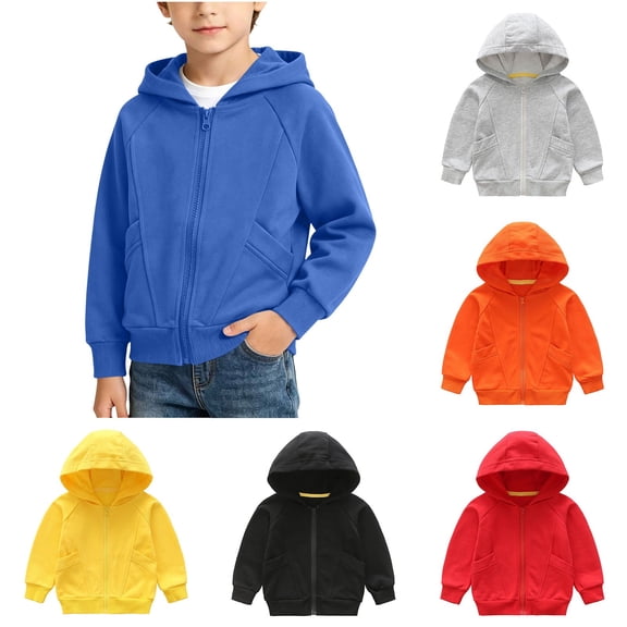 NAISIBABY Hoodies for Boys With Pockets Size 8,Solid Color Long Sleeve Zipper Hoodies Blue