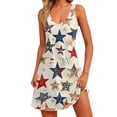 thumbnail image 2 of Women's Short Sleeveless Dress, Casual V-Neck Summer Outfit with Independence Day Print, Comfortable Fabric for Daily Wear,Beige L, 2 of 5