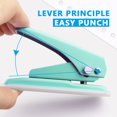 thumbnail image 3 of Single Hole Punch, 1/4 Inch Handheld Puncher with 20 Sheet Capacity, Non-Slip Base for Paper Crafting and Office Use, Green, 3 of 7