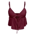 thumbnail image 5 of Peplum Camisole Tops for Women Summer Spaghetti Strap V Neck Bow Front Cropped Flowy Y2k Going out Tank Tops, 5 of 5