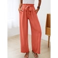 thumbnail image 4 of Women'S Wide Leg Lounge Pants with Pockets High Waisted Adjustable Tie Knot Loose Trousers Orange XL, 4 of 7