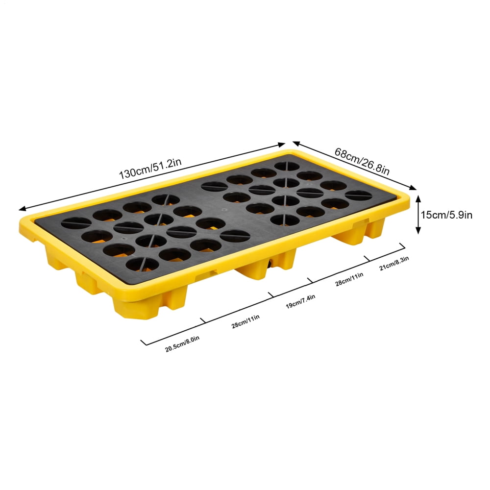 Safety Control Spill Pallet for Large Drums - 30 Gallon, 5000 Lbs, Leak-Proof Tray, 50.78x26.6x5.9 Inches Industrial Grade