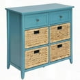 thumbnail image 2 of Teal Console Table with 6 Drawers & Basket-Front Design | Sturdy Wood Frame, 2 of 5