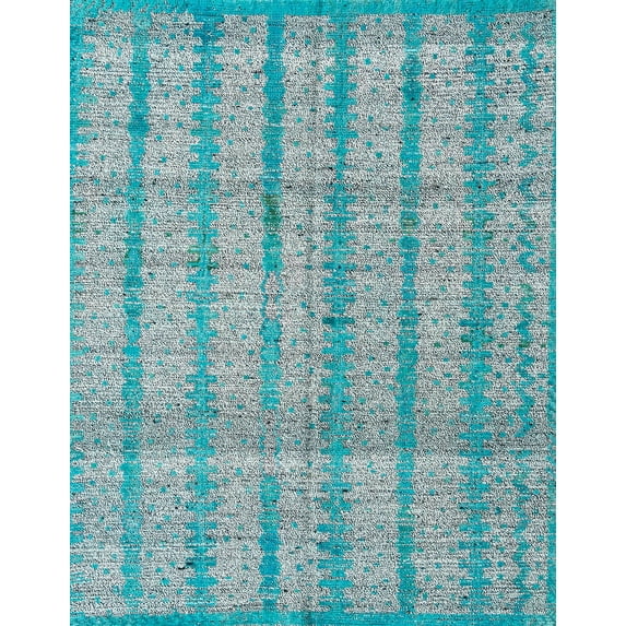 Ahgly Company Machine Washable Indoor Rectangle Abstract Blue Lagoon Blue Area Rugs, 7' x 9'