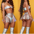 thumbnail image 1 of Minifalda transparente Sexy para mujer de VISgogo, Falda plisada de cuero PU con cremallera transparente, ropa interior erótica de baile en barra para mujer VISgogo moda, 1 of 8