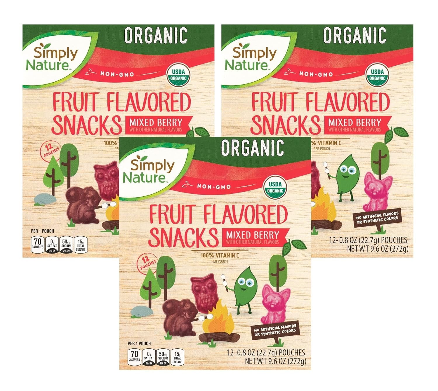 Simply Nature Organic Fruit Snacks, Mixed Berry Gummies, 12 Count
