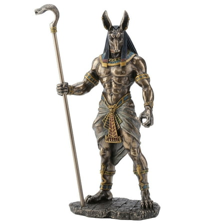 Veronese Design Anubis Holding Cobra Head Scepter Statue
