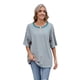 thumbnail image 2 of Top Holgado de Corta con Estampado de Rayas de Colores para Mujer, Rayas Azules y Rosas, Talla XXL, 2 of 6