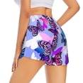 thumbnail image 3 of Xecao's Flying Butterflies for a double-layer running short for women, perfect for gym, tennis, and more, featuring a convenient pocket., 3 of 9