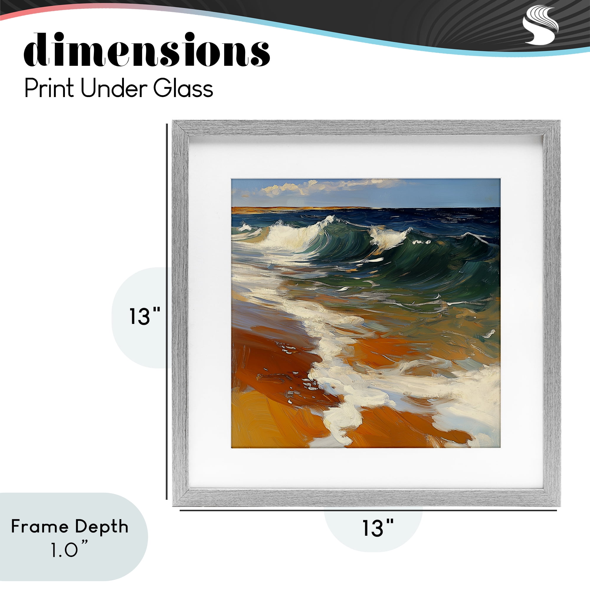 Stupell Industries Glassy Ocean Waves Break Gray Framed Print Under Glass, design by Walker Noble