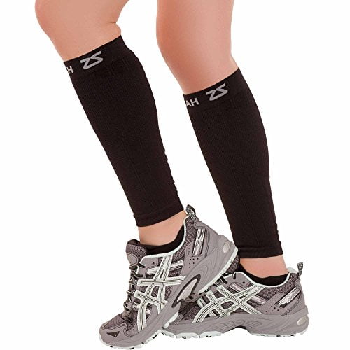 Zensah Compression Leg Sleeves, Black, Small/Medium 