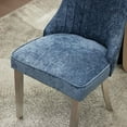 thumbnail image 4 of Dining Chairs Set of 2, Upholstered Chenille Accent Chairs with 4 Sliver Legs and High Back, Mid Century Modern Chairs for Kitchen, Living Room, Blue, 4 of 6