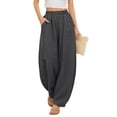 thumbnail image 2 of Laqbezok Women's Cotton Linen Harem Pants, High Waist Loose Trousers with Pockets, Casual Boho Lantern Pants for Summer Beach Travel, 2 of 4