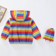 thumbnail image 6 of Curuila Kids Infant Girls Coat With Zipper Long Sleeve Striped Print Hooded Jacket For Girls Summer Lightweight Casual Outerwear Size 4-5 Years, 6 of 8