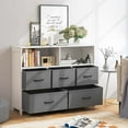 thumbnail image 2 of Costway 5-Drawer Dresser for Bedroom Chest of Drawers with 2 Large Fabric Bins White, 2 of 10