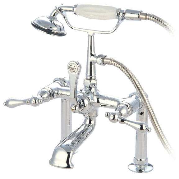 Kingston Brass CC104T1 Vintage 7" Center Deck-Mount Clawfoot Tub Faucet with Hand Shower, Polished Chrome