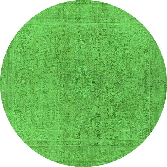 Ahgly Company Indoor Round Oriental Green Industrial Area Rugs, 3' Round