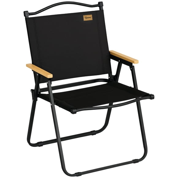 Outsunny Folding Camping Chair, Portable Armchair, Black