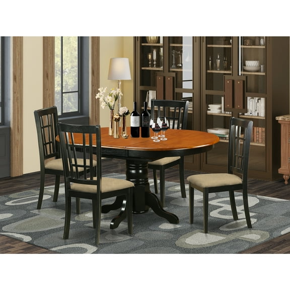 East West Furniture Kenley 5-piece Wood Kitchen Table Set in Black/Cherry