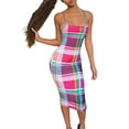 thumbnail image 1 of Qiylii Ladies Sexy Backless Suspender Dresses, Women Summer Temperament Plaid/Stripe/Mixed Color U-neck Sleeveless Long Slip Dress, 1 of 5