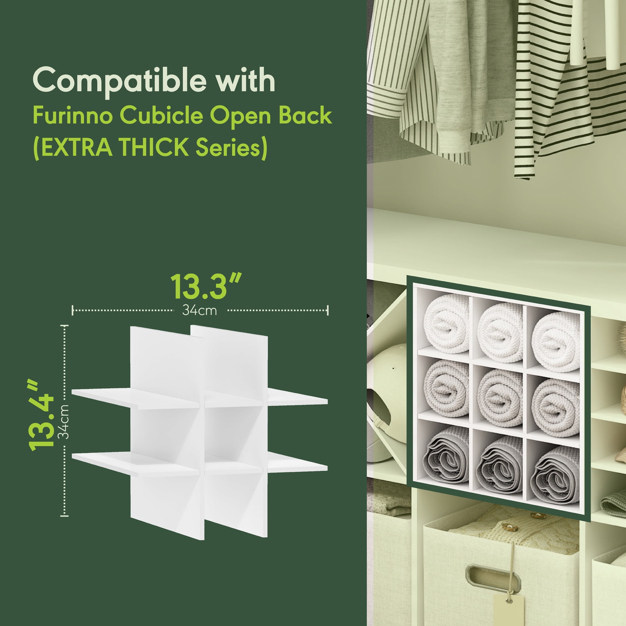 Furinno Cubicle Cube Insert, 9-Compartment Cube Organizer, for Organizers and Storage, Plain White