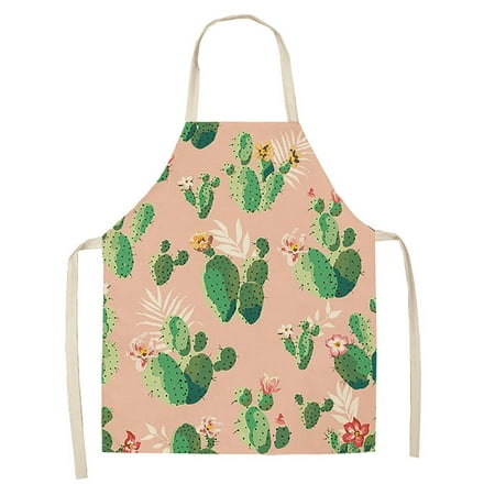 

Small Fresh Cactus Printed Apron Green Plant Printed Apron Home Cleaning Parent Child Apron Waterproof and Oil Proof Coverall