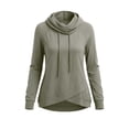 thumbnail image 4 of cocolona Womens Trendy Cowl Neck Hoodies Long Sleeve Tunic Casual Pullover Drawstring Sweatshirts Fall Solid Color Tops, 4 of 6