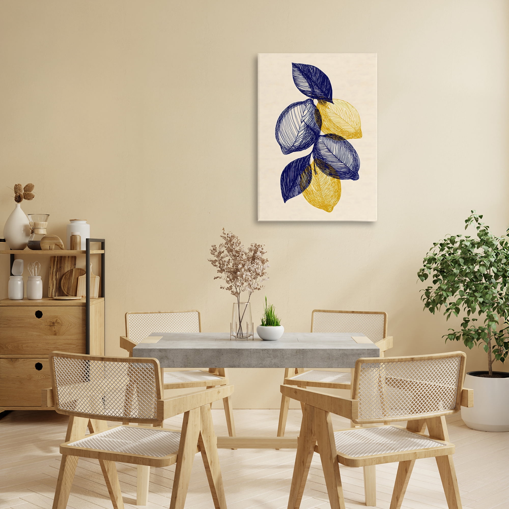 Stupell Industries Navy Lemons Botanical Sketch Canvas Wall Art, design by Petal Prints Design