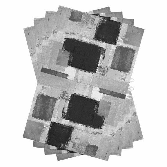 Black Grey Ombre Kitchen Towels Set of 4, Water Absorbent Dish Towel, Vintage Abstract Smear Aesthetics Decorative Hand Towels - Quick Drying Cloth for Cooking Baking, 18x28 Inch