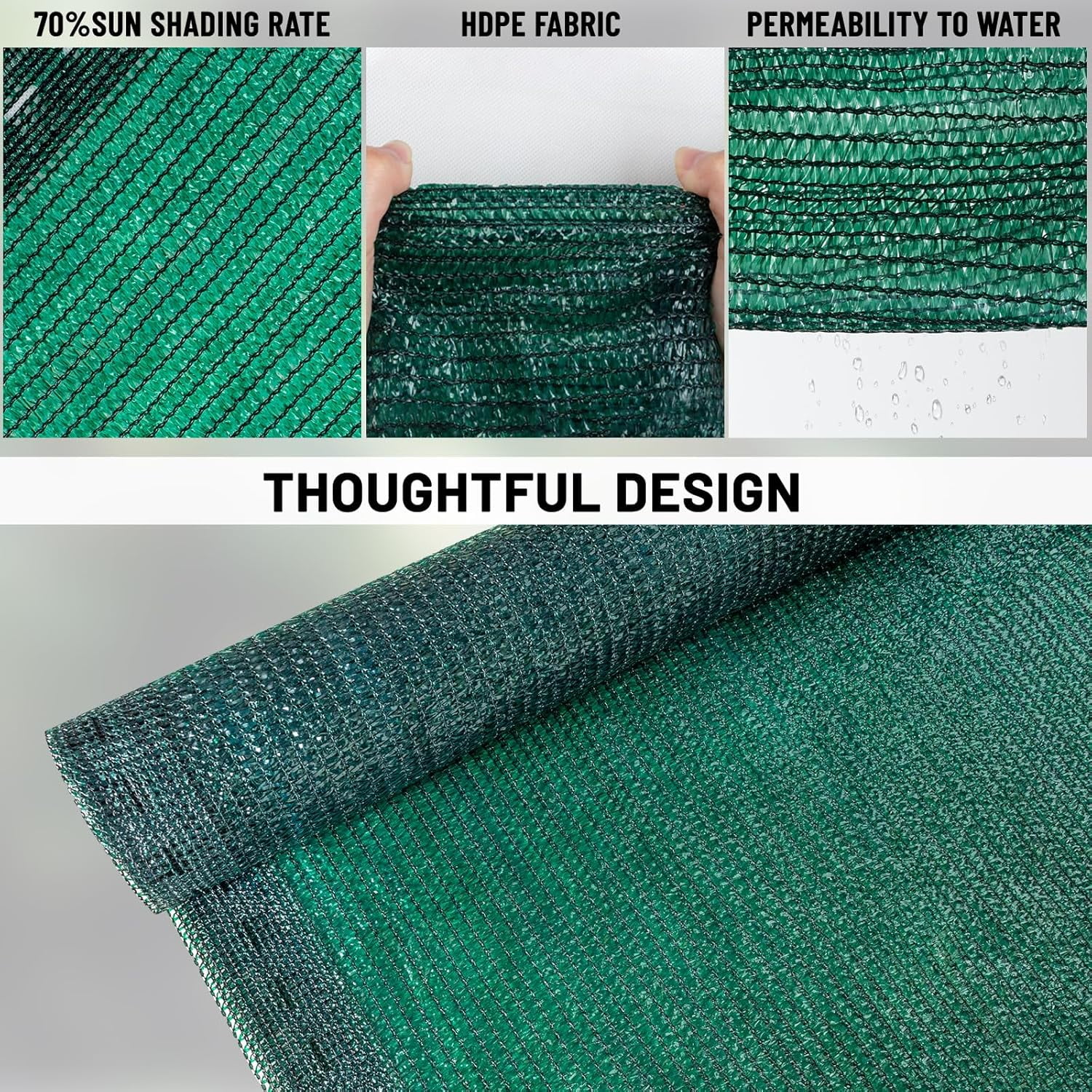 LOVE STORY 70% Shade Cloth Roll 5'10" x 100' Screen Cover for Garden Greenhouse Patio Canopy, Dark Green